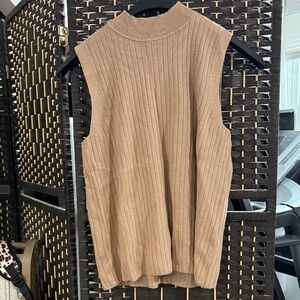 Talbots Sleeveless Ribbed Knit Top - Brown